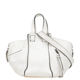 ロエベ アナグラム ハンモック スモール ハンドバッグ ショルダーバッグ 2WAY ホワイト レザー レディース LOEWE 【中古】